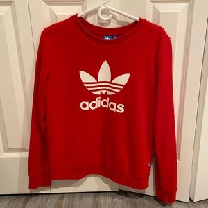 Adidas Red and white logo long sleeve crew neck sweatshirt